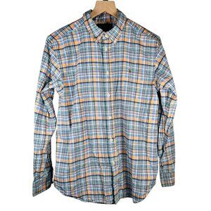 Ralph Lauren Size 20 Women Plaid Long Sleeve Shirt Cotton Blue Yellow